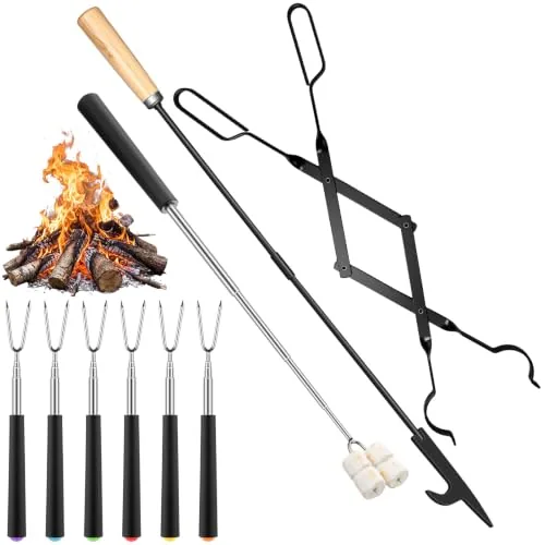 Smores Sticks Roasting Fire Poker, 32.6 in, pack of 8, black