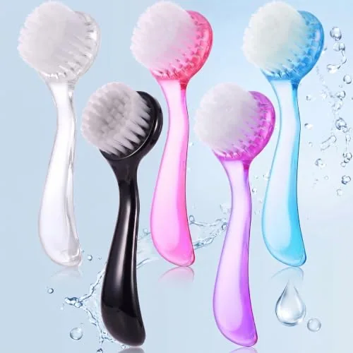 Facial Cleansing Brush Acrylic Handle, pack of 5, assorted