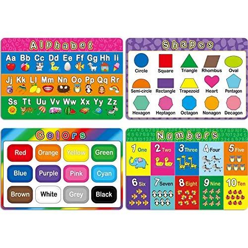 Placemats Dining Table Educational Toddler, pack of 4