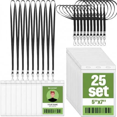 Extra Large Badge Credential Holders, 5 x 7 in, pack of 25, black