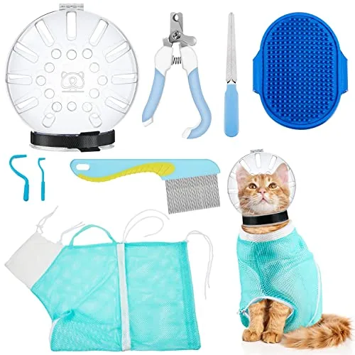 Cat Muzzle Adjustable Bathing Bag, pack of 8, blue