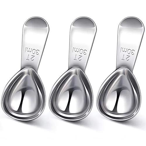 Coffee Scoop Tablespoon Short Handle, 30 ml, pack of 3, silver