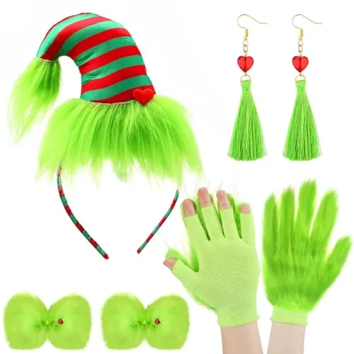 Lime Green Christmas Costumes Monster, pack of 5, green