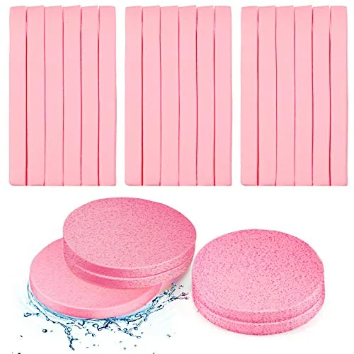 Compressed Facial Cleansing Sponges, pack of 120, pink