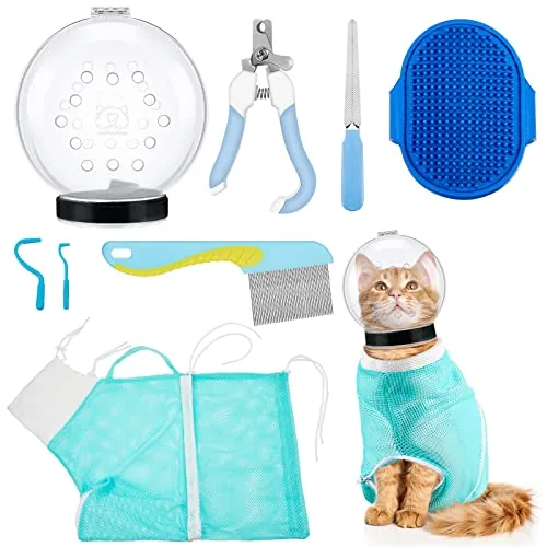 Cat Muzzle Adjustable Bathing Bag, pack of 8, blue