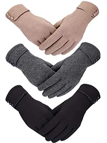 Winter Gloves Touchscreen, 3 pairs