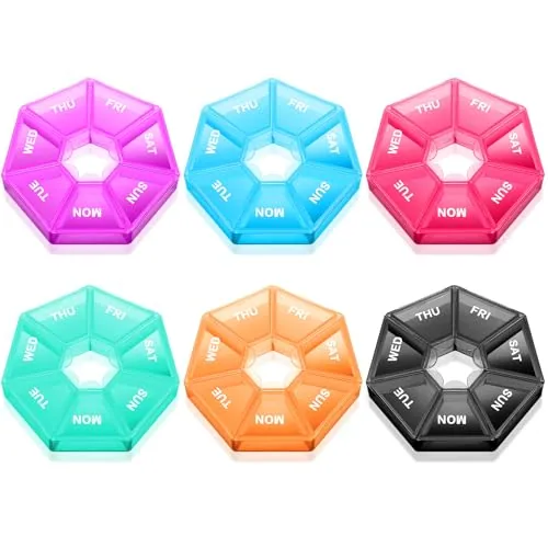 Small Weekly Pill Organizer Day, pack of 6