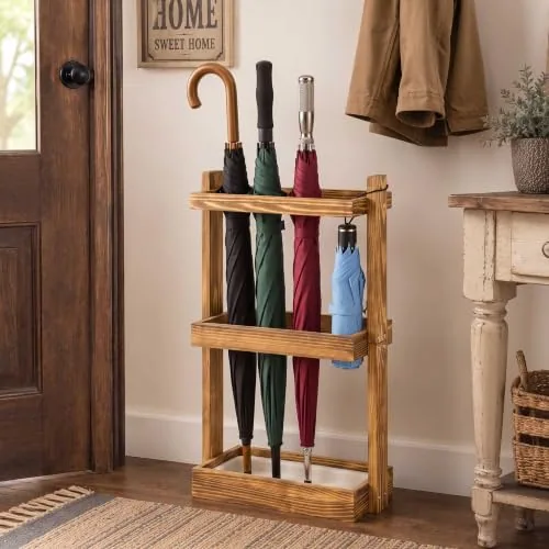 Wooden Umbrella Stand Rack Removable