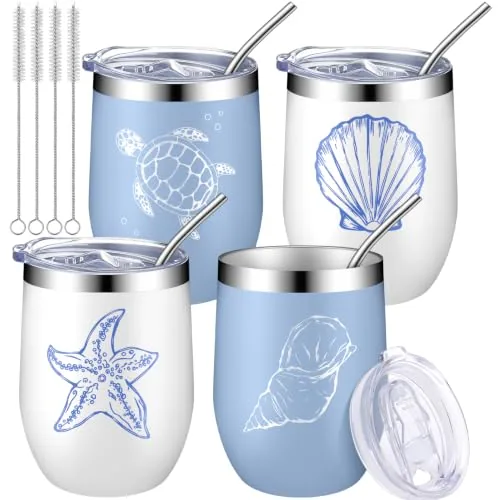 Beach Insulated Tumbler Ocean Stainless, pack of 4