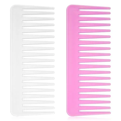 Wide Tooth Comb, 6.1 in, pack of 2, white