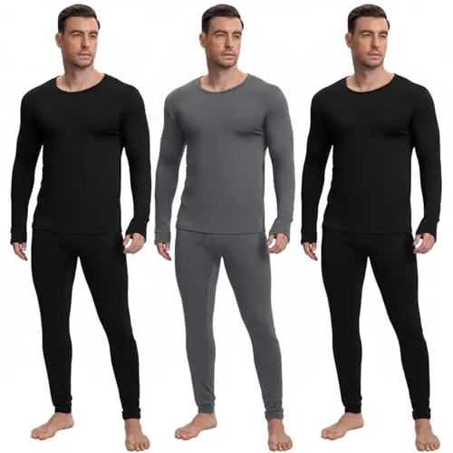 Thermal Underwear Long Base Layer, pack of 3 sets, grey