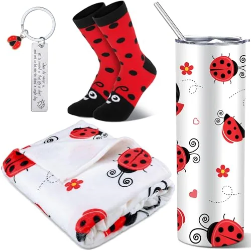 Ladybug Cup Blanket Socks Keychain, 20oz, pack of 4