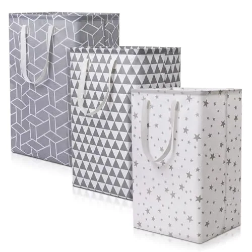 Large Laundry Hamper Collapsible Organizer, 12 x 24 in, pack of 3