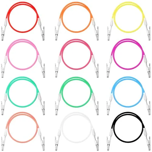 Silicone Bib Clips Chain Napkin, pack of 12, bright