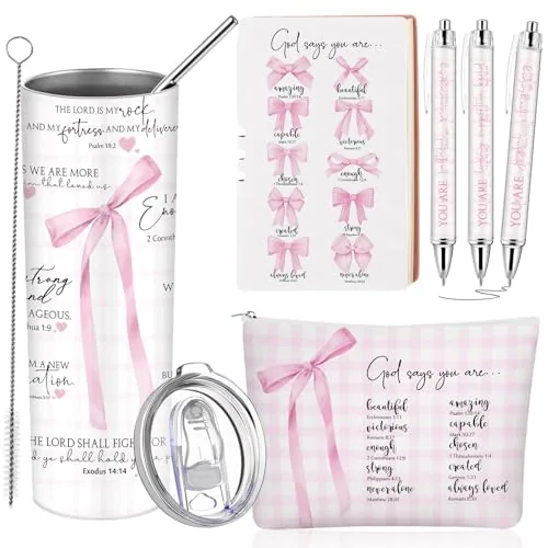 Pink Bow Christian, pack of 6, pink