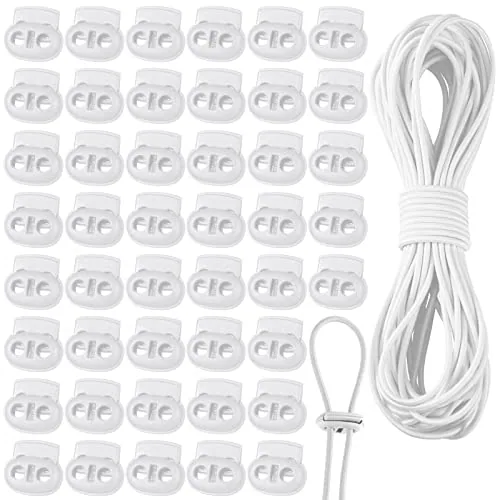 Cord Locks Spring Toggles Shock, pack of 50, white