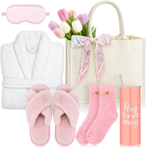 Birthday Spa Robe Slippers Self, pack of 7, pink