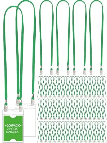 Double Clip Lanyards Face Mask, pack of 200, green