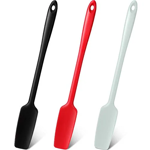 Silicone Jar Spatula Long Handle, pack of 3, red