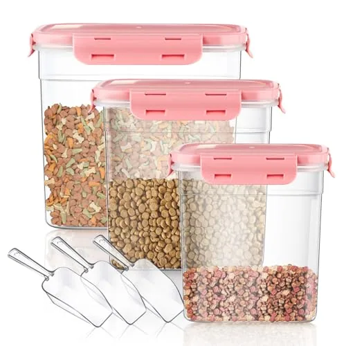 Dog Cat Food Storage Containers, pack of 6, pink