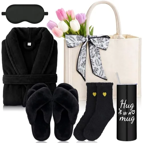 Birthday Spa Robe Slippers Self, pack of 7, black