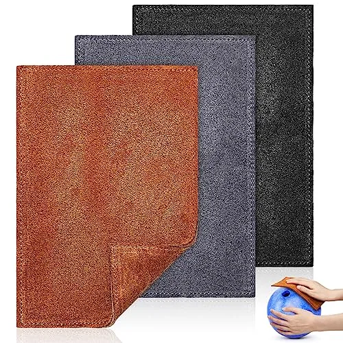 Bowling Ball Shammy Pad Leather, 7 x 5 in, pack of 3, black