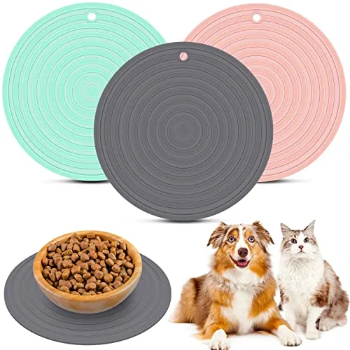 Silicone Pet Food Mat Feeding, 9.5 in, pack of 3, pink