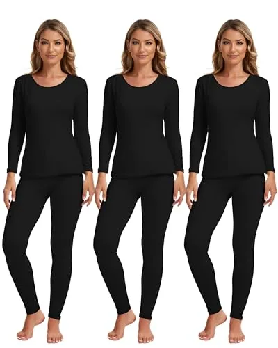 Thermal Underwear, pack of 3 sets, black