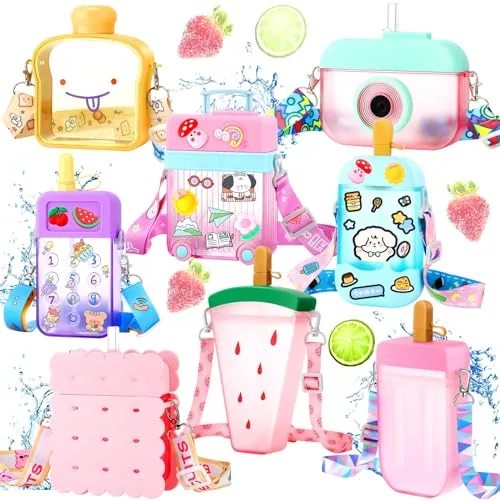 Cute Water Bottles Straw Kawaii, pack of 8