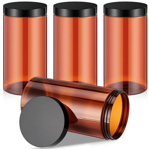 Wide-mouth Plastic Container, 32 oz, pack of 4