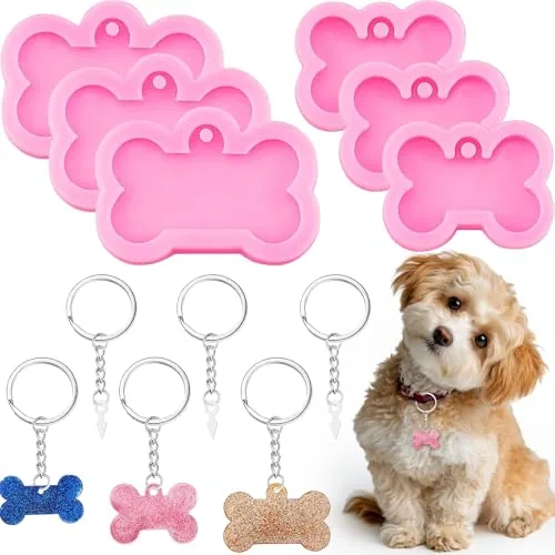 Silicone Dog Tags Mold Resin, pack of 6