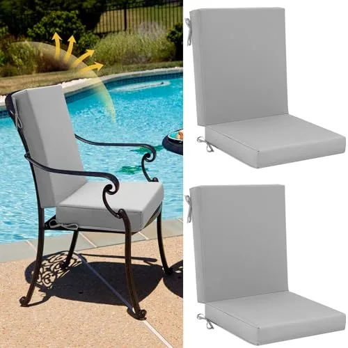 Outdoor Patio Chair Cushions Dining, 21x3 in, pack of 2 sets, grey