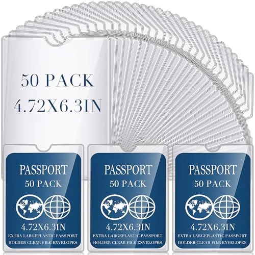 Passport Holder Thumb Notch Pvc, 4x6 in, pack of 50, clear
