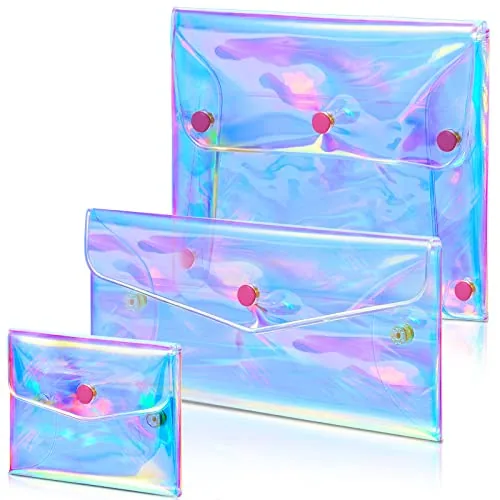 Holographic Makeup Bag Iridescent Pencil, pack of 3, clear