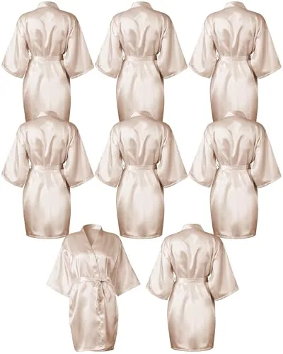 Bridesmaids Robes Silk Satin Kimono, pack of 8