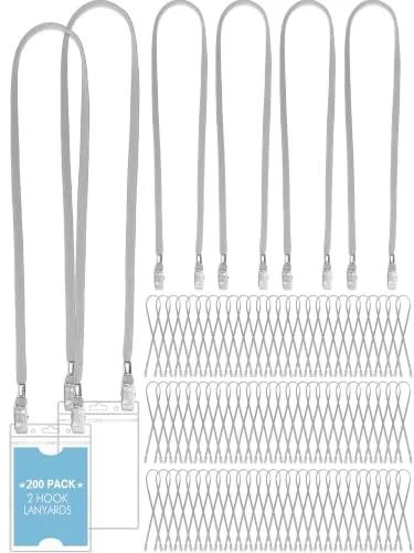Double Clip Lanyards Face Mask, pack of 200, grey