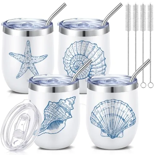 Ocean Beach Wine Tumblers Stainless, pack of 4