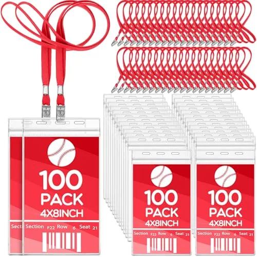 Extra Large Badge Holders Lanyard, 4 x 8 in, pack of 100, red