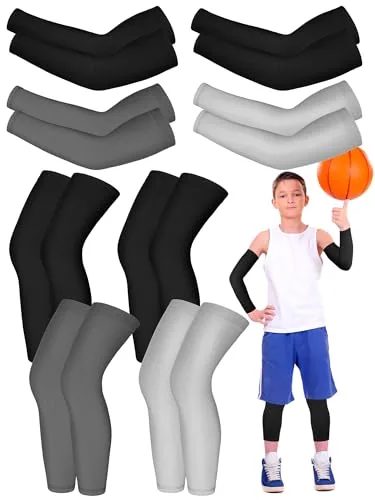 Arm Leg Sleeve Non Slip, 8 pairs, black
