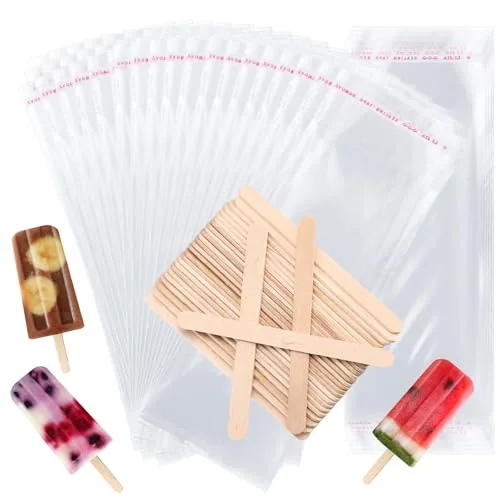 Ice Lolly Sticks Clear Self-adhesive, pack of 1000, clear