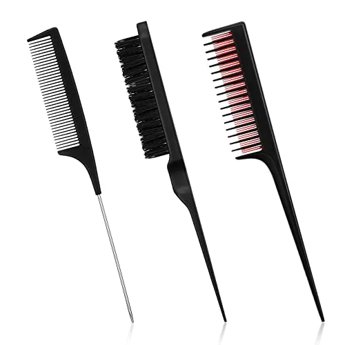 Hair Styling Comb Teasing Rat, pack of 3, black