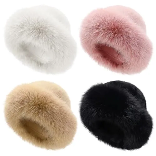 Winter Faux Fur Bucket Hat, pack of 4