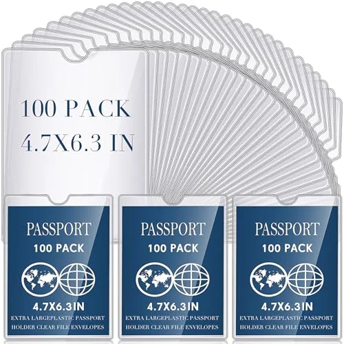 Passport Holder Thumb Notch Pvc, 4x6 in, pack of 100, clear