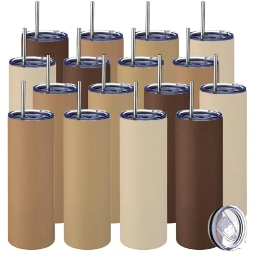 Tumbler Travel Coffee Mugs Lid, 20oz, pack of 16, brown