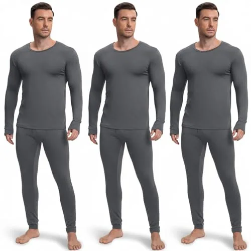 Thermal Underwear Long Base Layer, pack of 3 sets, grey