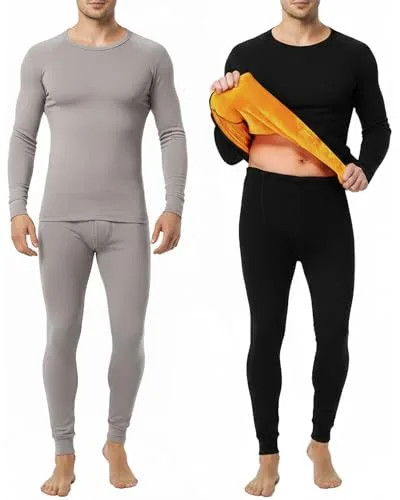 Thermal Underwear Fleece Lined Shirt, pack of 2, black