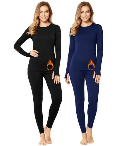 Thermal Underwear Fleece Lined Base, pack of 2, black