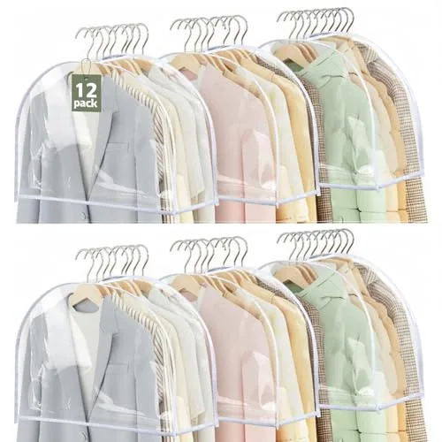 Gusseted Shoulder Covers Clothes Transparent, pack of 12