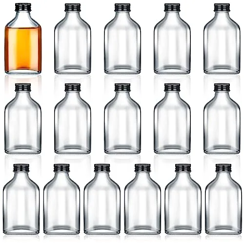 Small Clear Glass Bottles Aluminum, 50 ml, pack of 16, clear