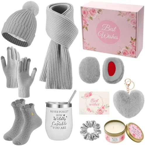 Valentine Basket Knitted Winter Beanie, pack of 11, grey